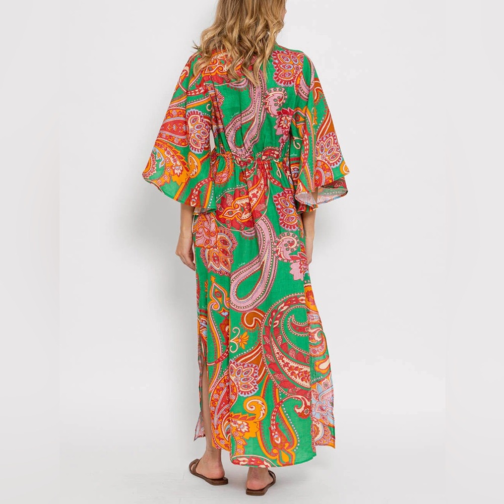 SUNDRESS DESIGNED IN FRANCE, ELIANA DRESS PRIMAVERA LINEN, NWT, XS/S, NWT - Picture 6 of 6
